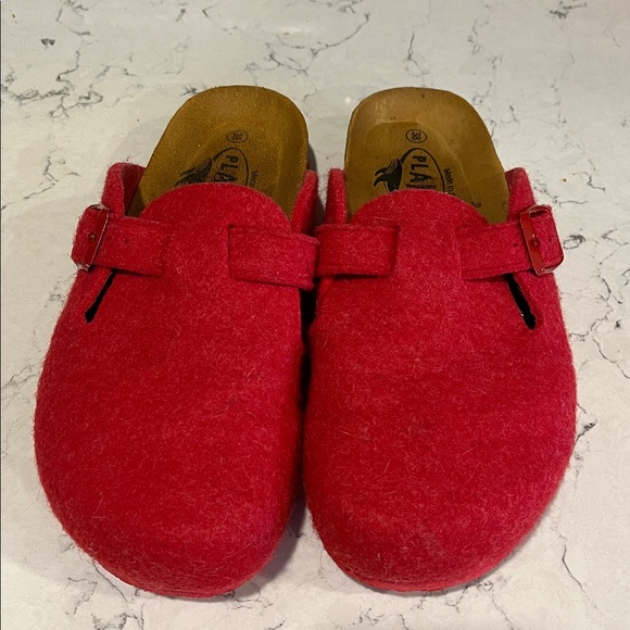 Plakton Red Wool Clogs with Buckle Made in Spain Size 7.5 - Picture 3 of 7